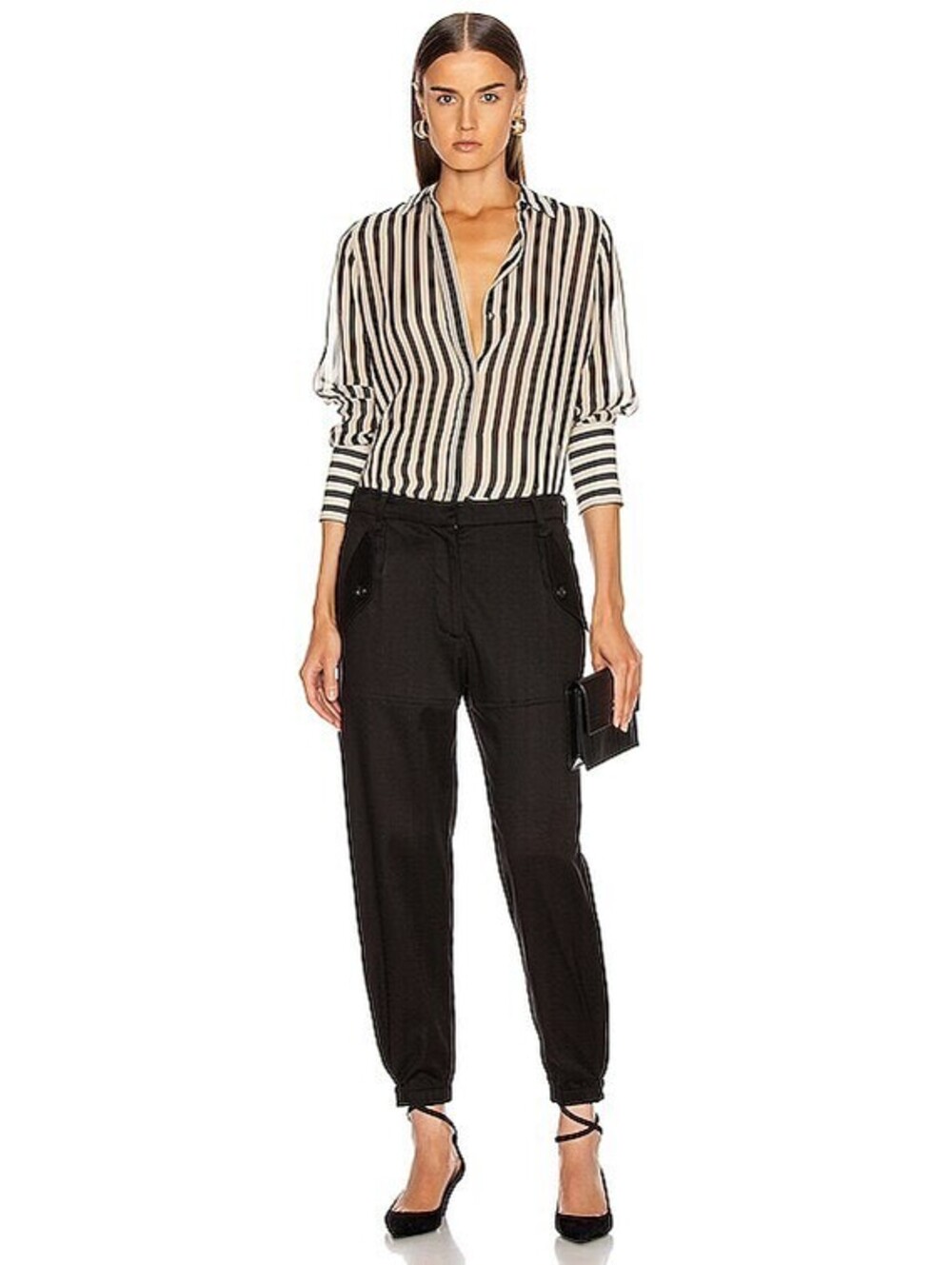 Nili Lotan Arliss | Tapered Utility Pants | 2 | Black | Zip Snap‎ Hem